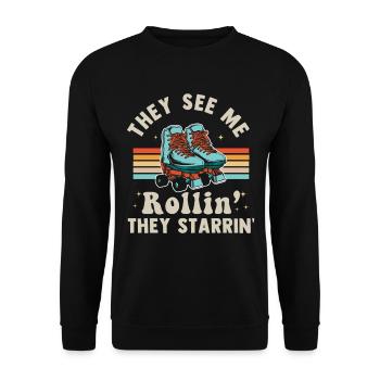 Inline Skate Gift Rollskates Roller 70s - Unisex Sweatshirt - black - Front - Alina (178cm) & Michal (187cm)