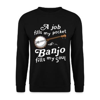 Chemises Banjo Pour Hommes Bluegrass Appalachia Folk - Sweat-shirt Unisexe - noir - Devant - Alina (178cm) & Michal (187cm)