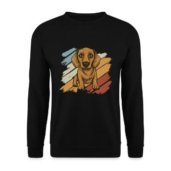 Dachshund Geschenk Dixie Wiener Doxie Dackel - Unisex Pullover - Schwarz - Vorne - Alina (178cm) & Michal (187cm)