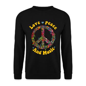 Hippie Peace Groovy Flowerpower Boho Woodstock - Sweat-shirt Unisexe - noir - Devant - Alina (178cm) & Michal (187cm)