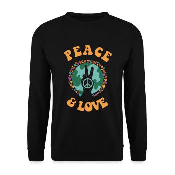 Hippie Geschenk Acidhead Flowerpower Hippi Hippy - Unisex Pullover - Schwarz - Vorne - Alina (178cm) & Michal (187cm)