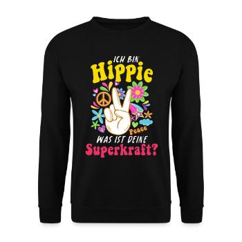Hippie Tshirt Peace Movement Woodstock Boho Groove - Unisex Sweatshirt - black - Front - Alina (178cm) & Michal (187cm)