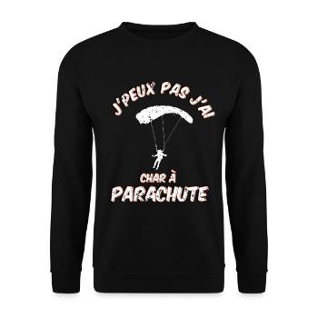 j'peux pas j'ai char à Parachute - Sweat-shirt Unisexe - noir - Devant - Alina (178cm) & Michal (187cm)