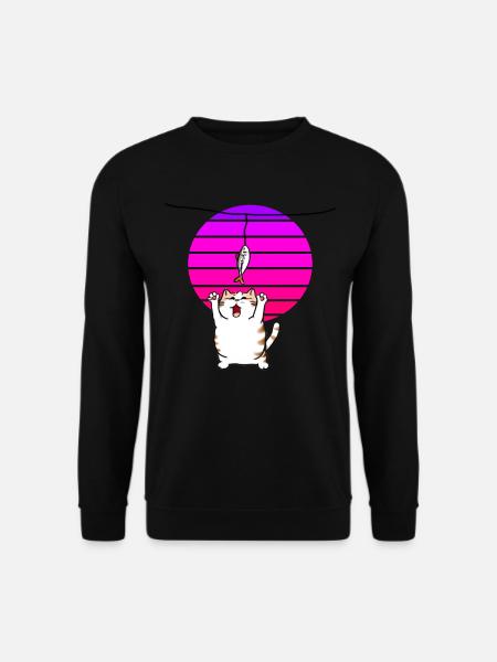 Le chat attrape le poisson - Sweat-shirt Unisexe - noir