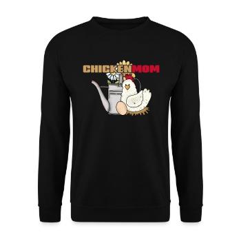 Boîte d’arrosage de poulet vintage Chickenmom - Sweat-shirt Unisexe - noir - Devant - Alina (178cm) & Michal (187cm)