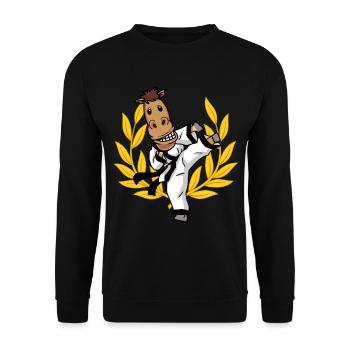 Karate Pferd Selbstverteidigung Sie Pferd Sport - Unisex Pullover - Schwarz - Vorne - Alina (178cm) & Michal (187cm)