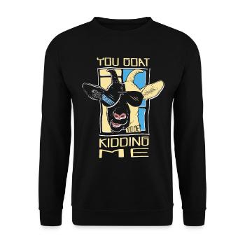Du Ziege, Die Mich Verarscht Farm Animal Goat - Unisex Pullover - Schwarz - Vorne - Alina (178cm) & Michal (187cm)