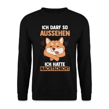 Ich Darf So Aussehen Ich Hatte Nachtschicht Hund - Unisex Pullover - Schwarz - Vorne - Alina (178cm) & Michal (187cm)
