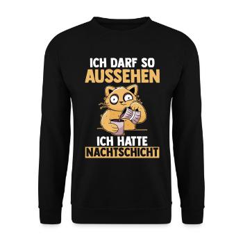 Ich Darf So Aussehen Ich Hatte Nachtschicht Kaffee - Unisex Pullover - Schwarz - Vorne - Alina (178cm) & Michal (187cm)