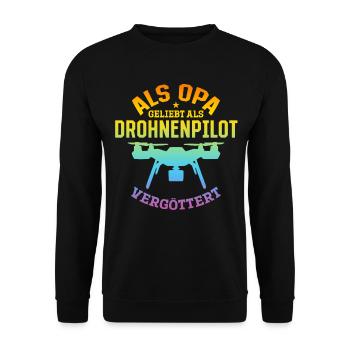 Drohnenpilot - Als Opa geliebt als Drohnenpilot ve - Unisex Pullover - Schwarz - Vorne - Alina (178cm) & Michal (187cm)