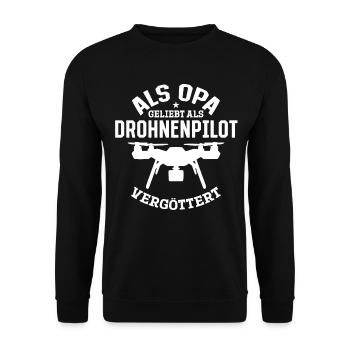 Drohnen Pilot - Als Opa geliebt als Drohnenpilot v - Unisex Pullover - Schwarz - Vorne - Alina (178cm) & Michal (187cm)