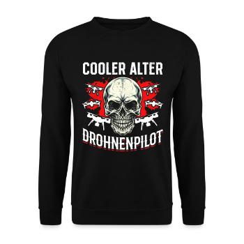 Drohne Pilot - Cooler Alter Drohnenpilot - Unisex Pullover - Schwarz - Vorne - Alina (178cm) & Michal (187cm)