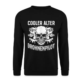 Cooler Drohnen Pilot - Cooler Alter Drohnenpilot - Unisex Pullover - Schwarz - Vorne - Alina (178cm) & Michal (187cm)