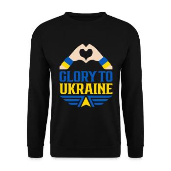 Glory To Ukraine - Ukraine War - Unisex Sweatshirt - black - Front - Alina (178cm) & Michal (187cm)