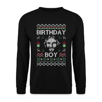 Drôle de garçon d’anniversaire de Jésus - Noël moche - Sweat-shirt Unisexe - noir - Devant - Alina (178cm) & Michal (187cm)