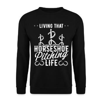 Horseshoe Pitching Living that Throwing Tosser - Unisex Sweatshirt - black - Front - Alina (178cm) & Michal (187cm)