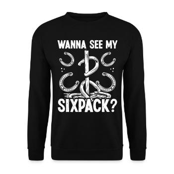 Horseshoe Pitching Wanna see my Sixpack Tosser - Unisex Pullover - Schwarz - Vorne - Alina (178cm) & Michal (187cm)