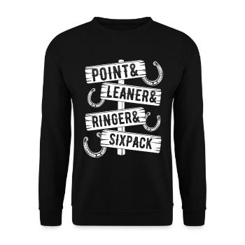Horseshoe Pitching Leaner Sixpack Ringer Tosser - Unisex Pullover - Schwarz - Vorne - Alina (178cm) & Michal (187cm)