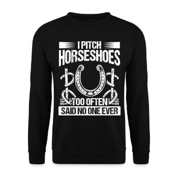 Horseshoe Pitching Funny Thrower Game Tosser - Unisex Pullover - Schwarz - Vorne - Alina (178cm) & Michal (187cm)