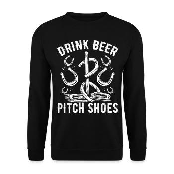 Horseshoe Pitching Drink Beer Pitch Shoes Tosser - Unisex Sweatshirt - black - Front - Alina (178cm) & Michal (187cm)