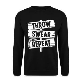 Horseshoe Pitching Throw Swear Repeat Tosser - Unisex Pullover - Schwarz - Vorne - Alina (178cm) & Michal (187cm)
