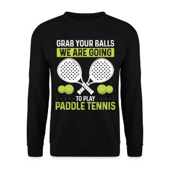 Match de joueur de paddle-tennis Attrapez vos balles - Sweat-shirt Unisexe - noir - Devant - Alina (178cm) & Michal (187cm)