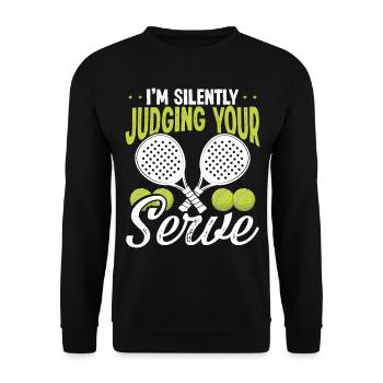 Match de joueur de paddle-tennis Juger silencieusement le service - Sweat-shirt Unisexe - noir - Devant - Alina (178cm) & Michal (187cm)