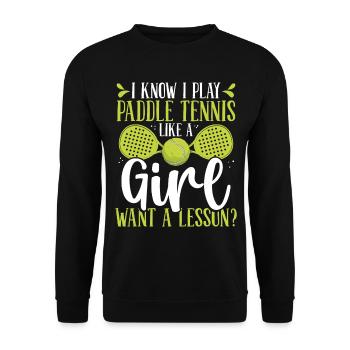 Joueur de paddle-tennis Match Play comme une fille - Sweat-shirt Unisexe - noir - Devant - Alina (178cm) & Michal (187cm)