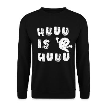 Halloween Gespenst Geist Geisterstunde - Unisex Pullover - Schwarz - Vorne - Alina (178cm) & Michal (187cm)