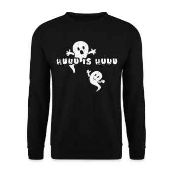 Halloween Geisterstunde Halloweenkostüm - Unisex Pullover - Schwarz - Vorne - Alina (178cm) & Michal (187cm)