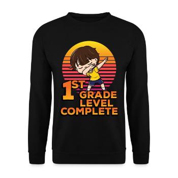 1. Klasse Level Komplett Lustig Tupfende Schüler - Unisex Pullover - Schwarz - Vorne - Alina (178cm) & Michal (187cm)