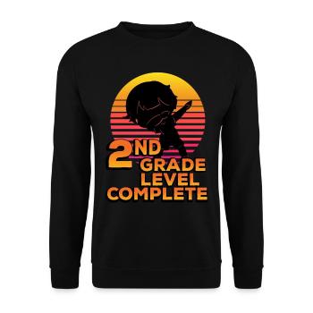 2nd grade Full silhouette dot end - Unisex Sweatshirt - black - Front - Alina (178cm) & Michal (187cm)