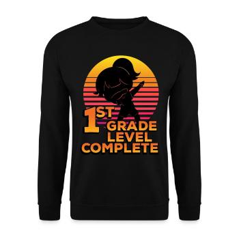 1ère classe Niveau Silhouette complète point fin - Sweat-shirt Unisexe - noir - Devant - Alina (178cm) & Michal (187cm)