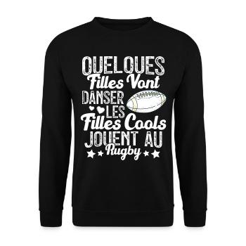 Joueur De Rugby Cool Filles Cool Jouent Au Rugby - Sweat-shirt Unisexe - noir - Devant - Alina (178cm) & Michal (187cm)