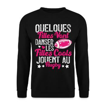 Joueur De Rugby Cool Filles Cool Jouent Au Rugby - Sweat-shirt Unisexe - noir - Devant - Alina (178cm) & Michal (187cm)
