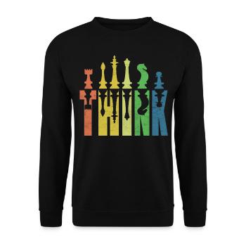 Think Funny Chess Player - Unisex Pullover - Schwarz - Vorne - Alina (178cm) & Michal (187cm)