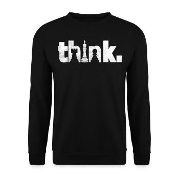 Think Funny Chess Player - Unisex Pullover - Schwarz - Vorne - Alina (178cm) & Michal (187cm)