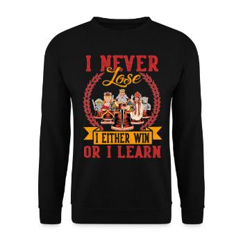 I Never Lose Either I Win Or I Learn Chess Player - Unisex Pullover - Schwarz - Vorne - Alina (178cm) & Michal (187cm)