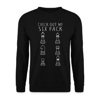 Check Out My Sixpack Funny Chess Player - Unisex Pullover - Schwarz - Vorne - Alina (178cm) & Michal (187cm)