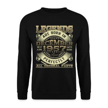 Né en décembre 1957 65e anniversaire Légende Mann - Sweat-shirt Unisexe - noir - Devant - Alina (178cm) & Michal (187cm)