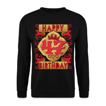 47. Geburtstag 47 Jahre alt Spruch, Vintage-Design - Unisex Pullover - Schwarz - Vorne - Alina (178cm) & Michal (187cm)