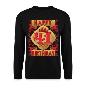 41. Geburtstag 41 Jahre alt Spruch, Vintage-Design - Unisex Pullover - Schwarz - Vorne - Alina (178cm) & Michal (187cm)