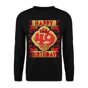 49. Geburtstag 49 Jahre alt Spruch, Vintage-Design - Unisex Pullover - Schwarz - Vorne - Alina (178cm) & Michal (187cm)