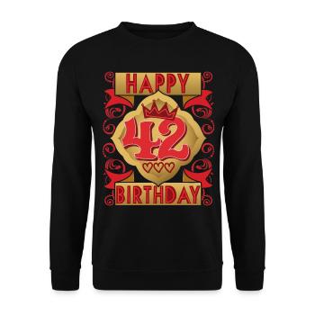 42nd birthday 42 years old saying, vintage design - Unisex Sweatshirt - black - Front - Alina (178cm) & Michal (187cm)