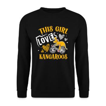 This girl loves kangaroos australian animal - Unisex Sweatshirt - black - Front - Alina (178cm) & Michal (187cm)