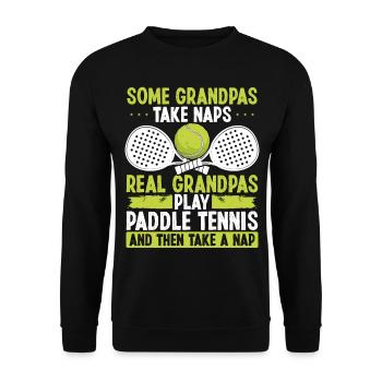 Paddle Tennis Player Match Granddad Grandpa - Unisex Pullover - Schwarz - Vorne - Alina (178cm) & Michal (187cm)