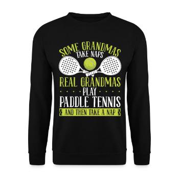 Joueur de paddle-tennis match grand-mère grand-mère - Sweat-shirt Unisexe - noir - Devant - Alina (178cm) & Michal (187cm)