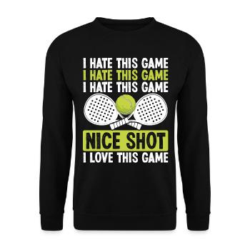 Paddle Tennis Player Match Funny Team Humor - Unisex Pullover - Schwarz - Vorne - Alina (178cm) & Michal (187cm)