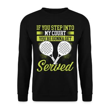Match de joueur de paddle-tennis Entrez dans mon court - Sweat-shirt Unisexe - noir - Devant - Alina (178cm) & Michal (187cm)