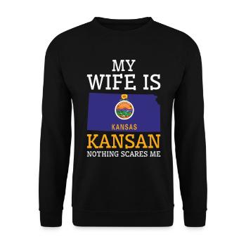 Nothing Scares Me Kansan Wife Kansas - Unisex Sweatshirt - black - Front - Alina (178cm) & Michal (187cm)